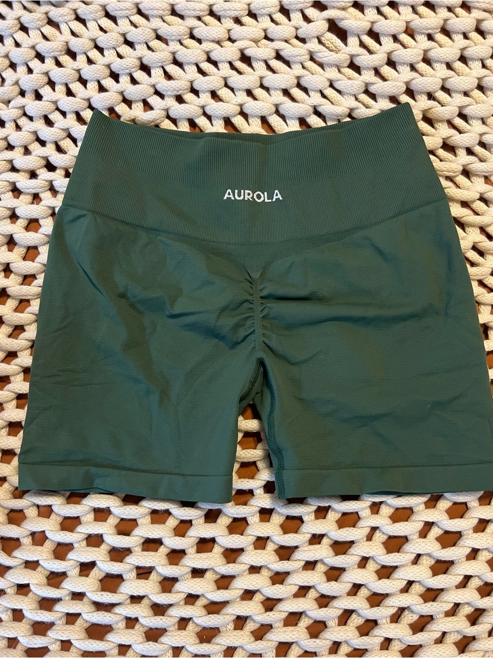 AUROLA Women's Forest Green High-Rise Bike Shorts